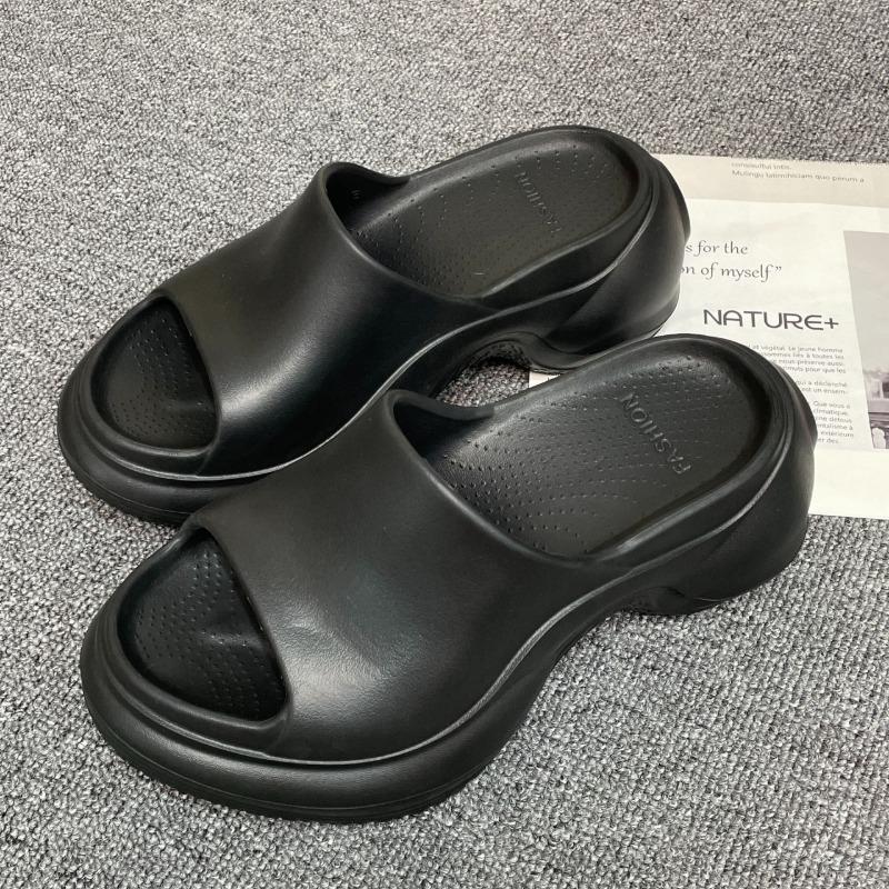 

Женские сандалии на толстом каблуке, летние новые, с круглым носком, с открытым носком, на толстой подошве, нескользящие, удобные тапочки 40 чёрный