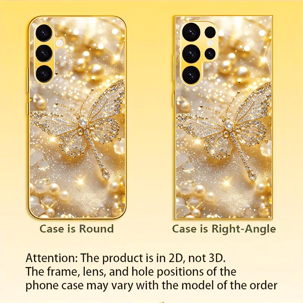 Trendy Diamond Dragonfly Phone Case Glass S26 Ultra Case S25 Ultra Case for Samsung Galaxy S26 S25 S24 S23 S22 FE Ultra Plus