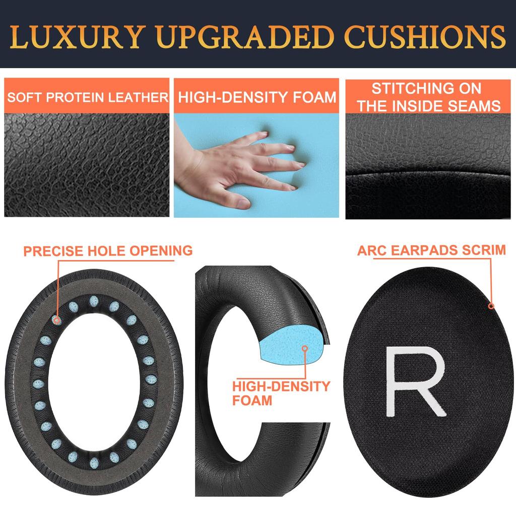 SOULWIT Ear Pads for Bose (QC45/QC SE/QC Wireless) Headsets - Black