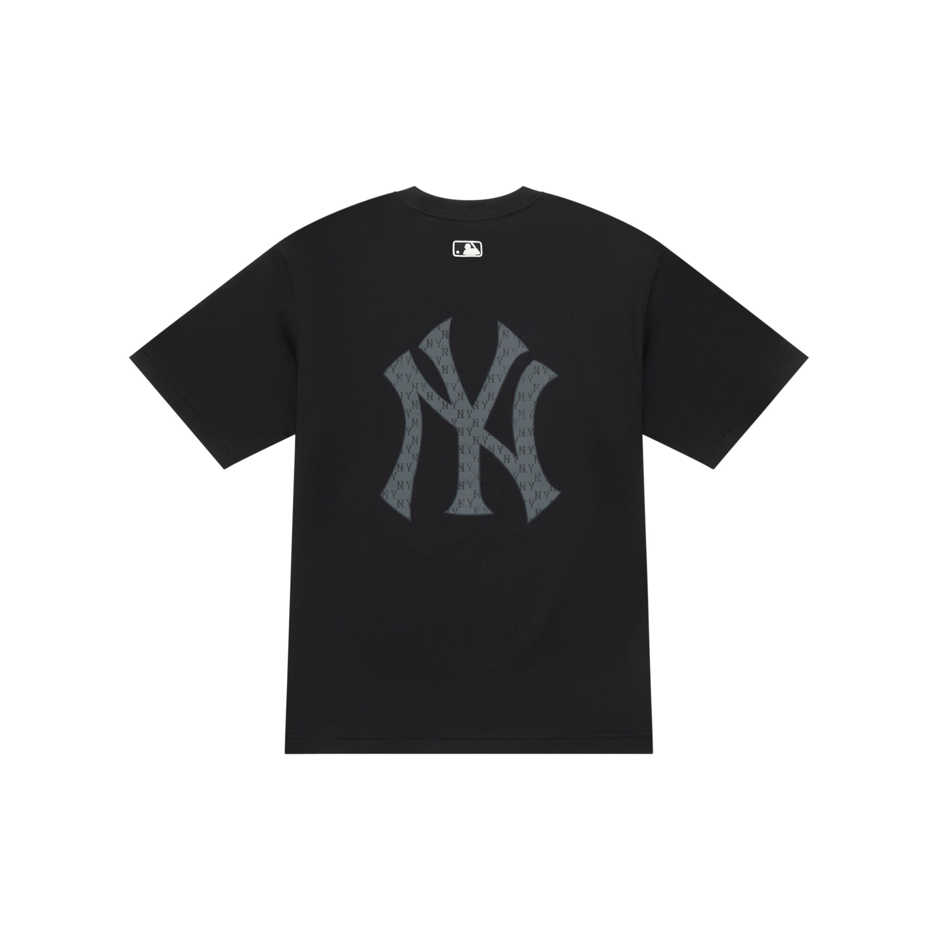 MLB Monogram Serie New York Yankees Klassiek Comfortabel Ademend Rugprint Groot Logo Ronde Hals Korte Mouw T-shirt Unisex Tops 3ATSM0454-50BKS XL gray