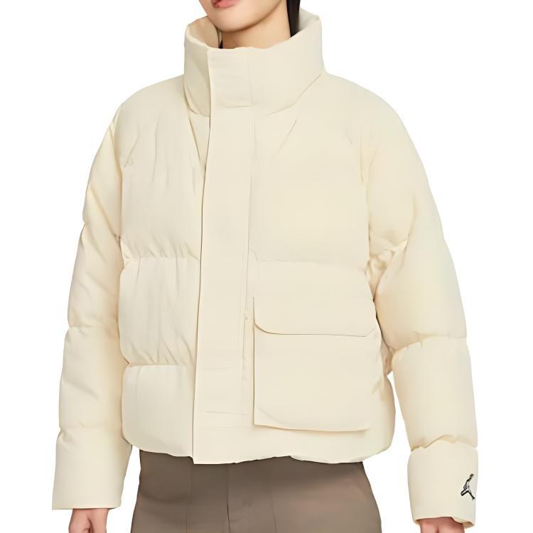 Jordan Puffer Jackets Women's Light Yellow Stand Collar Moderate Other DR0547-234