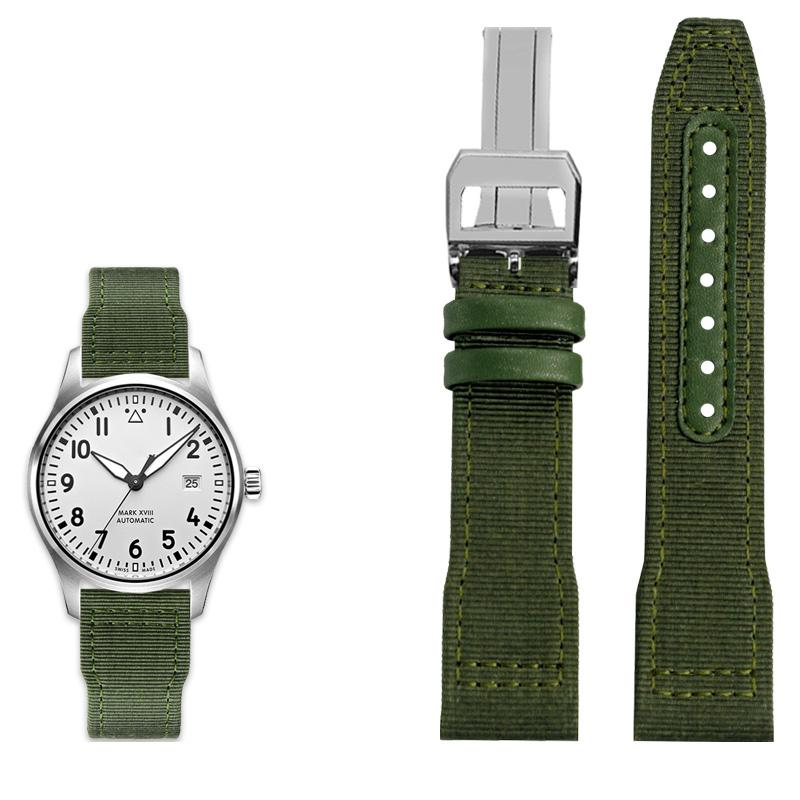 Klasyczny 20/21/22mm Wysokiej jakości nylonowy pasek do zegarka ze skóry cielęcej Pasuje do IWC Pilot SPITFIRE MARK18 Portofino TOP GUN IW389101 Pasek do zegarka
