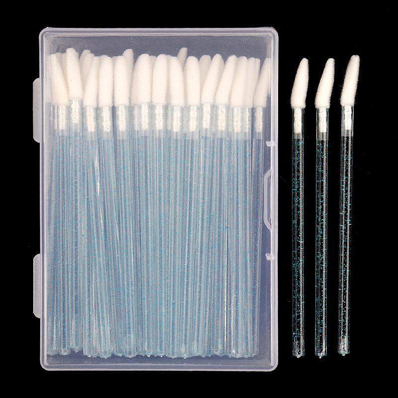 50 Stück Nylon Lippenpinsel Make-up Werkzeuge mit Kristallgriff