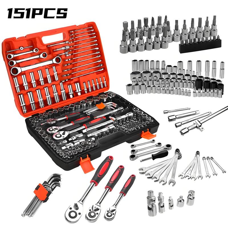 151pcs High-Quality Compact Kit - Car, Bicycle, and Motorcycle Care-Professional Automotive Master Tool Set