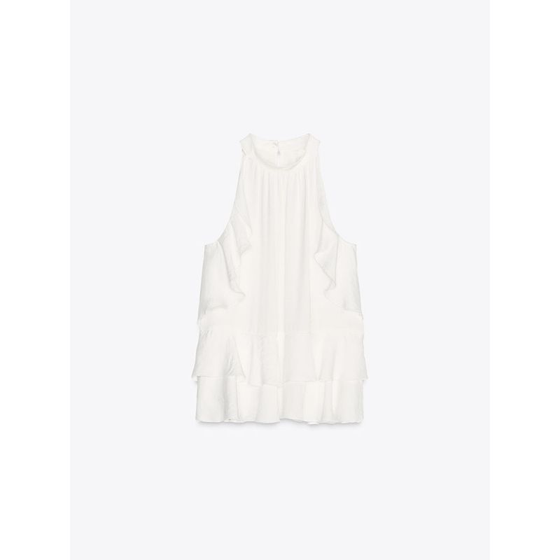 Za2025 Summer New Women clothes Versatile Backless Laminated Decorative Neck Collar Casual Top 2298080 250