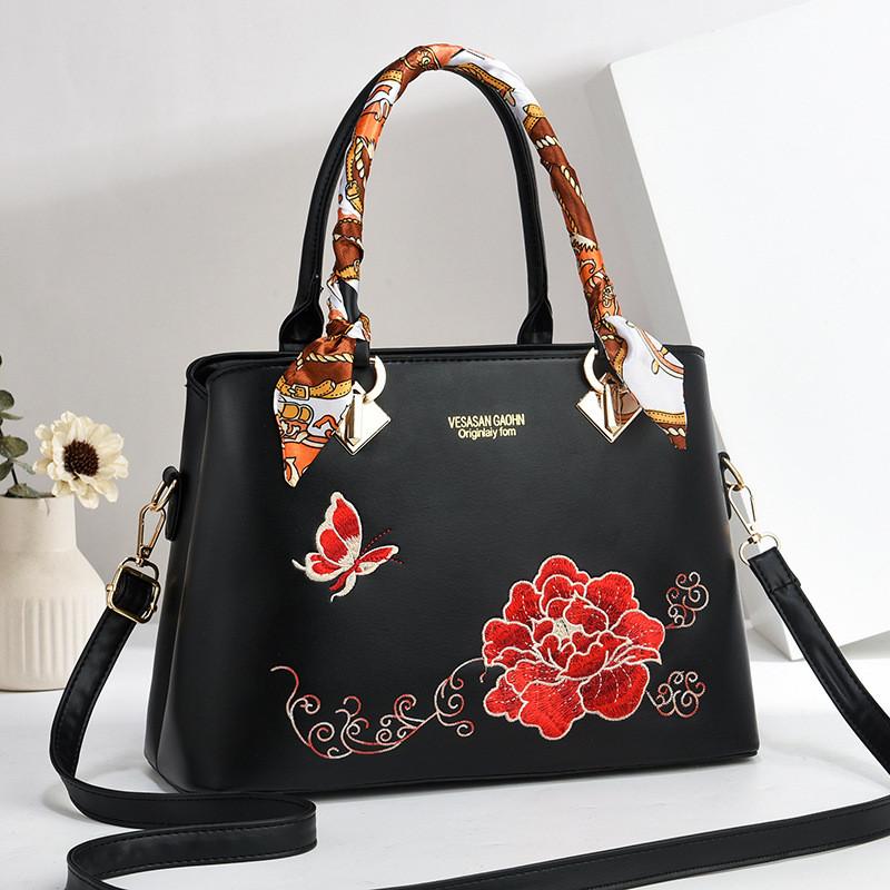 Chic Embroidered Crossbody Purse Modern Trendy Large Capacity Women Handbag