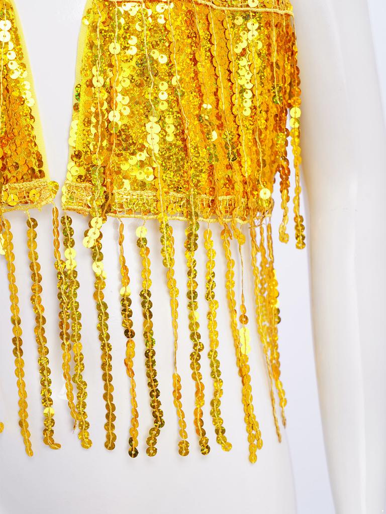 Sparkly Sequin Fringe Vest for Girls: Sleeveless Open Front Crop Top Waistcoat with Tassels, Perfect for Dance Recital & Show