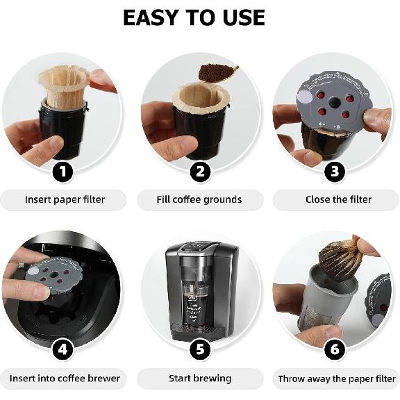 Jednorázové kávové filtry pro můj K-Cup, K-Carafe, Cuisinart SS-RFC a další velké opakovaně použitelné filtrační kalíšky (Nebělený 100 kusů)
