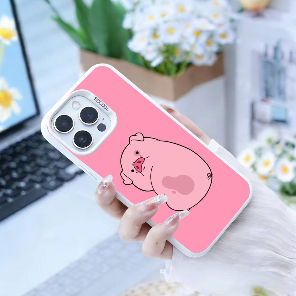 Cute Cartoon Pig  Phone Case For iPhone17, 16,15,14,13,12 Pro Max white Candy Matte Shockproof Cover