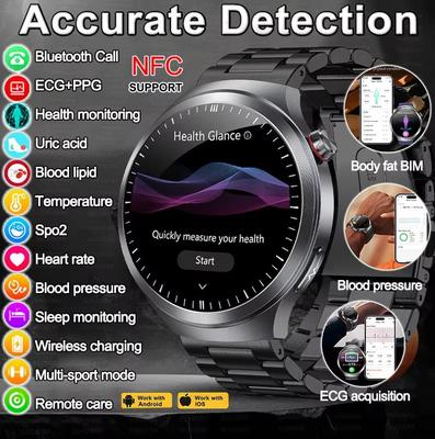 2025 Nuovo Smartwatch Salute Uomo Monitoraggio Accurato Lipidi nel Sangue Acido Urico ECG+PPG Chiamata Bluetooth Sport Uomo Smartwatch Monitoraggio Affaticamento