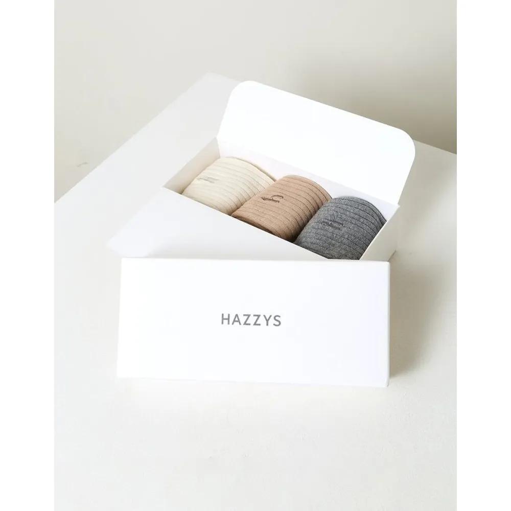 [26SS] Gray Solid Cotton Blend Mid-calf Socks 3-Piece Set HISS6E222G2