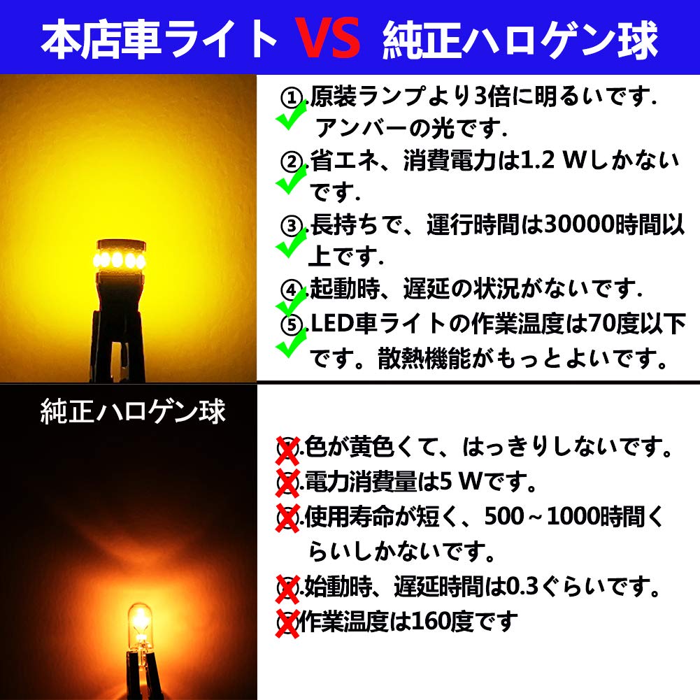 T10 LED Bärnsten Explosivt Ljus 2 Stycken Inbyggd Canceller LED