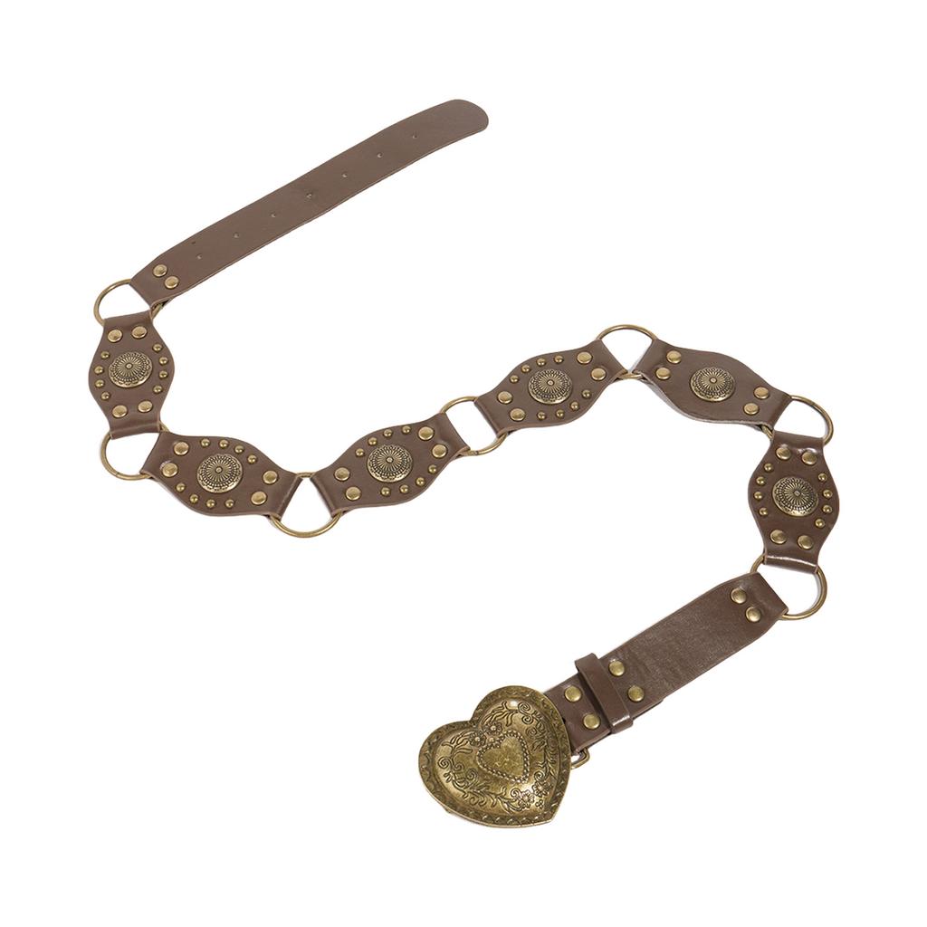 Heart Buckle Waist Belt Punk Chain Heavy Duty Grunge Buckle Modern Waistband Waist Chain Studded Belt