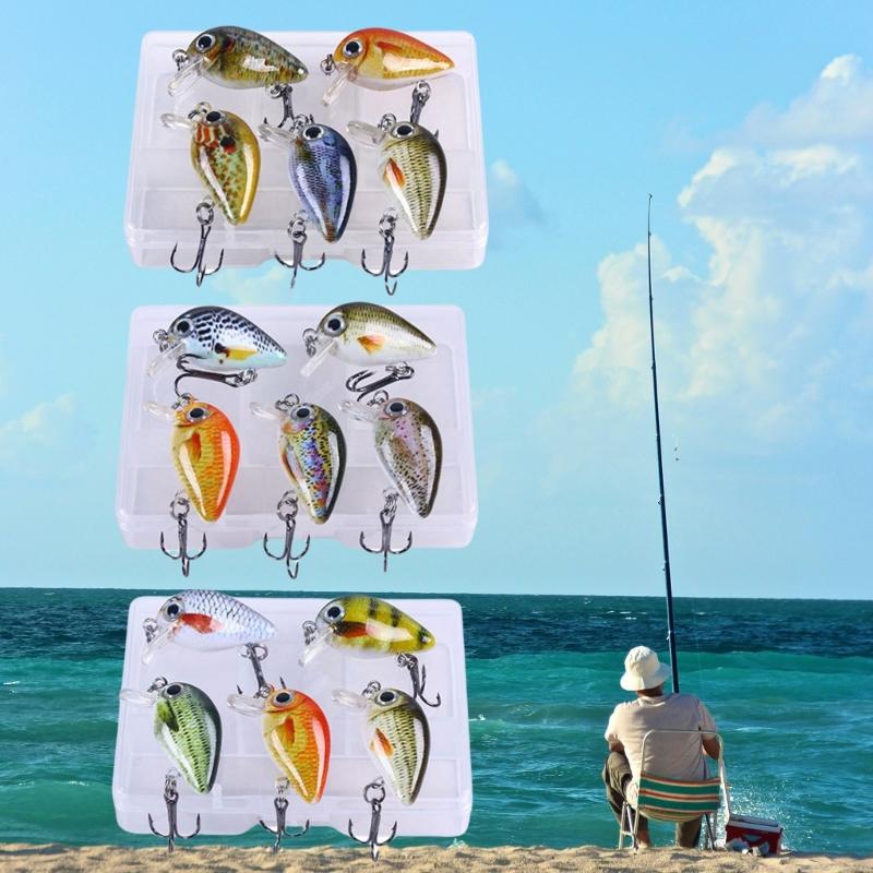 5 Pièces Appâts de Pêche en Plastique Petit Crankbait Wobbler Appâts Durs Artificiels Appâts Crank avec Boîte à Pêche Accessoires de Pêche