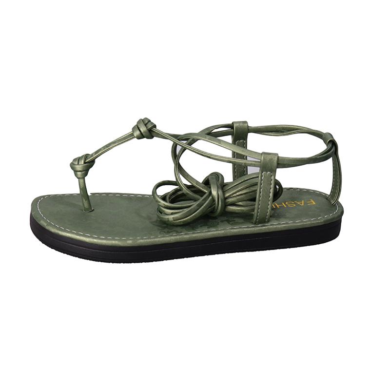Fashion Roman Sandals Women's New Summer Round Toe Cross Lace-up Fairy Wind Cutout Non-slip Wear-resistant Flat Cooling Boots