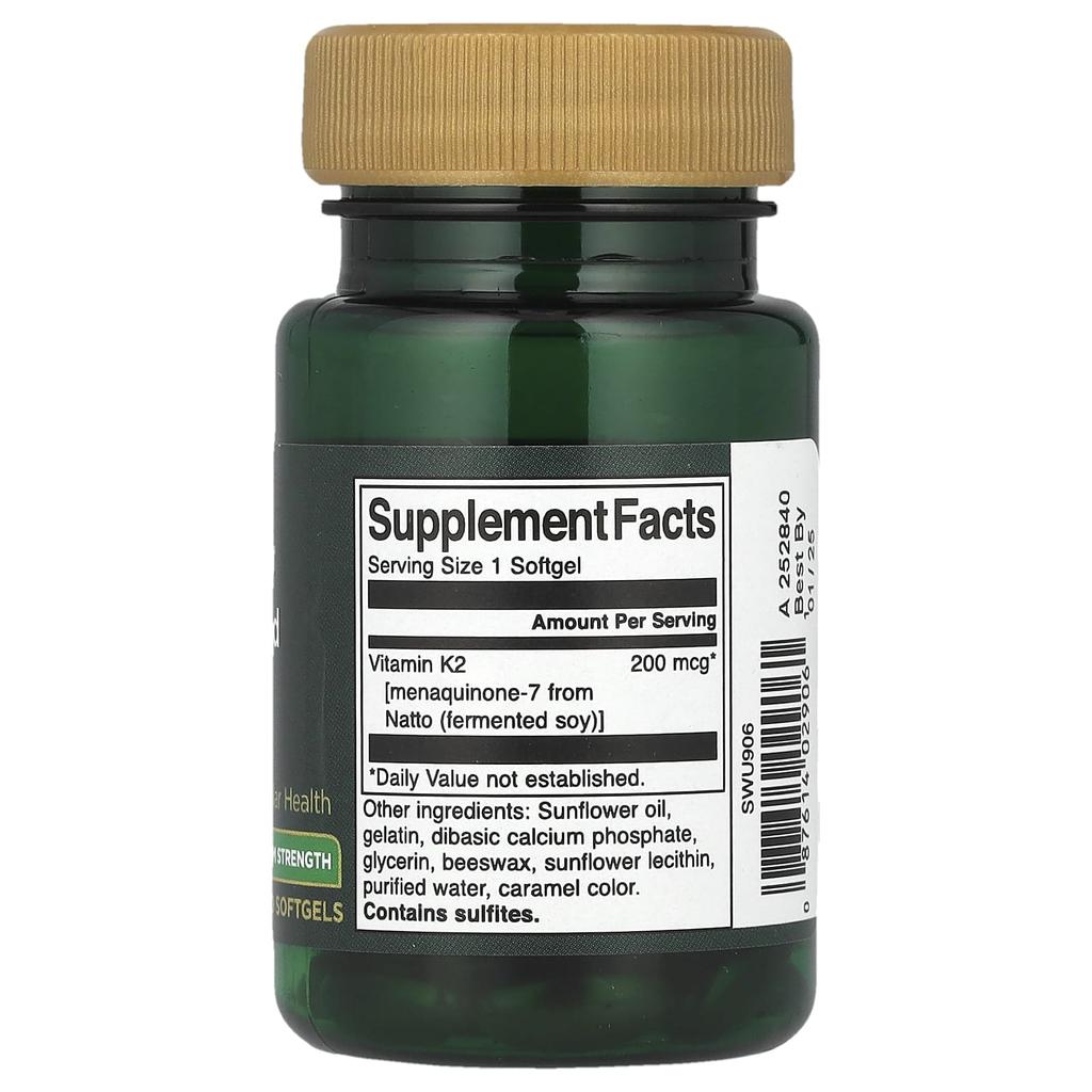 Natural Food K2, Maximum Strength, 200Mcg, 30 Softgels