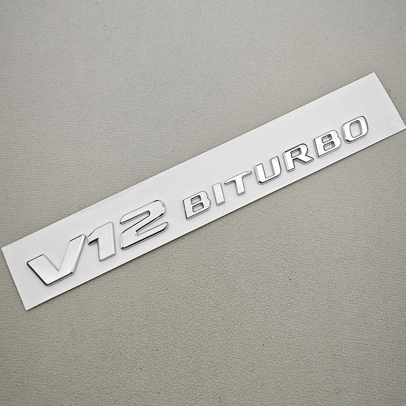 Emblem Adhesive 3D ABS Black Chrome with Letters for Car Side Bumpers V12 BITURBO Logo for G63 G65 Auto Accessories