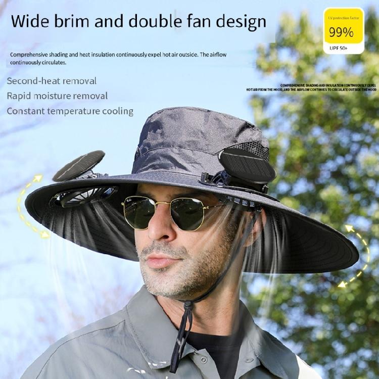 Outdoor Solar Fan Hat Neck Coverage Quickly Dry Fabric Hat Adjustable Sun Hat Sweat Absorbing Solar Fan Hat for Outdoor