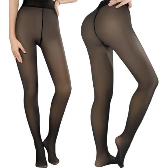 Women Fleece Lined Pantyhose Winter Sheer Warm Leggings Fake Translucent Thermal Thick Tights for Dresses Dating Work Party
