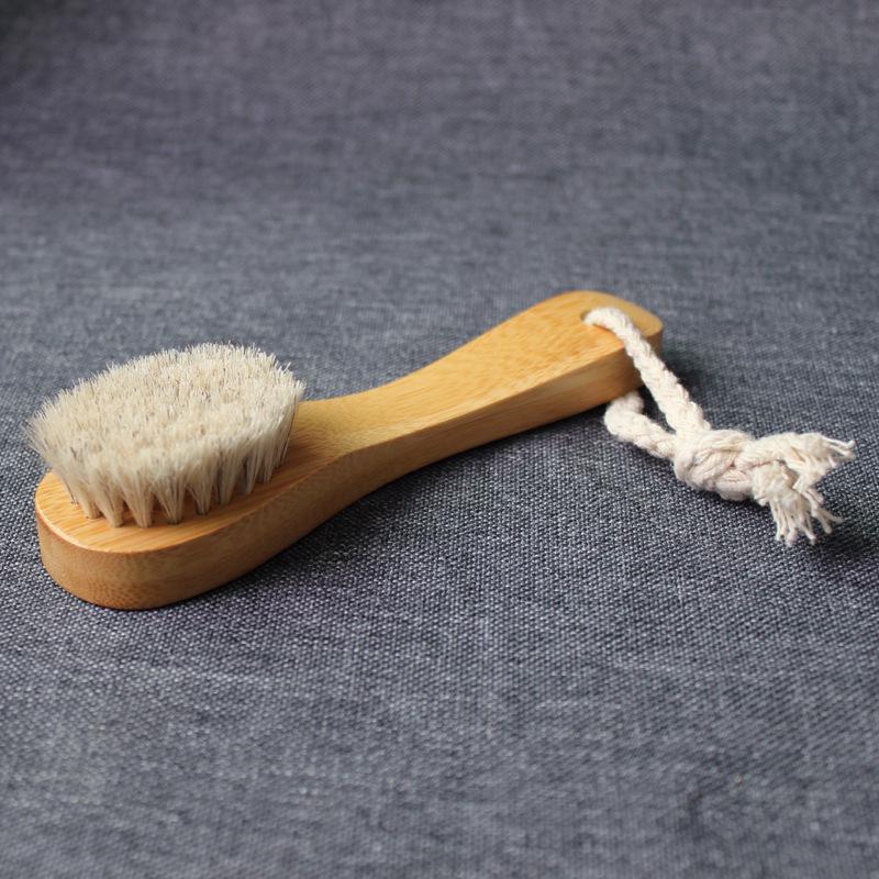 Soft Bamboo Horsehair Face Brush for Infants & Toddlers - Gentle Massage & Cleaning Brush