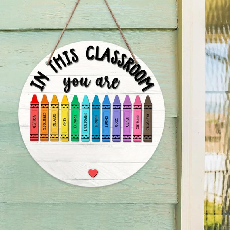 Wooden Door Sign Easy Installation No Tool Need Welcome Sign Teacher Hanging Plaque For Classroom School Wall Decors