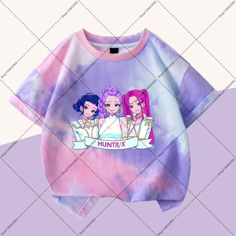 KPop Demon Hunters Boys Girls Fashion T-shirts Kids Cute Clothes Cartoon Anime Graphic Print Children Short Sleeves Party Gifts