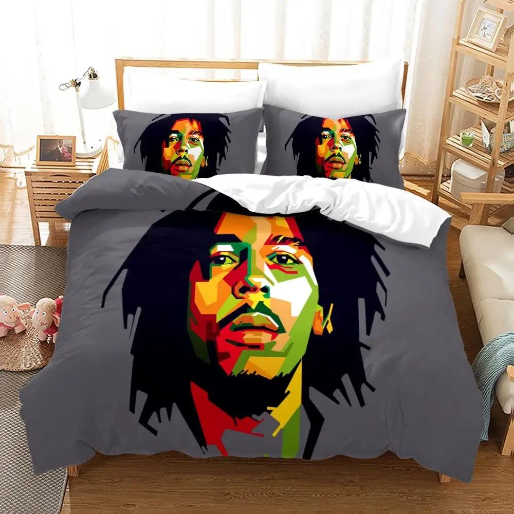 Bob Marley Reggae Music Maple Leaf Comforter Bedding Set Soft Comforter Cover With 1/2pcs Pillow Shams For Kids Adults Microfibe