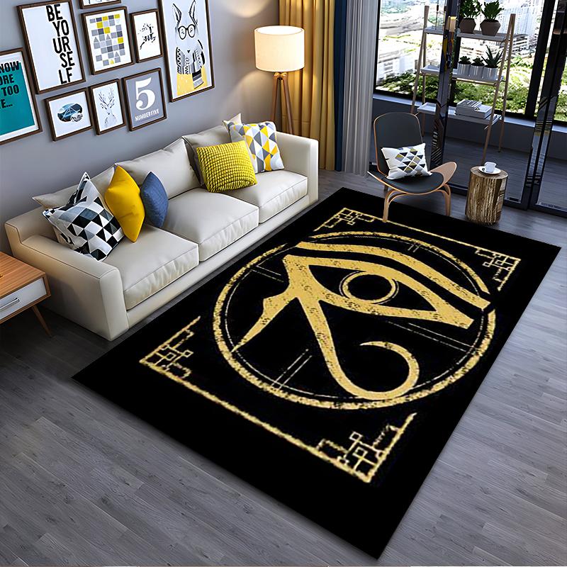 Eye of Horus Symbol On Black Background Non-slip Rug Suitable for Living Room and Bedroom Sofas