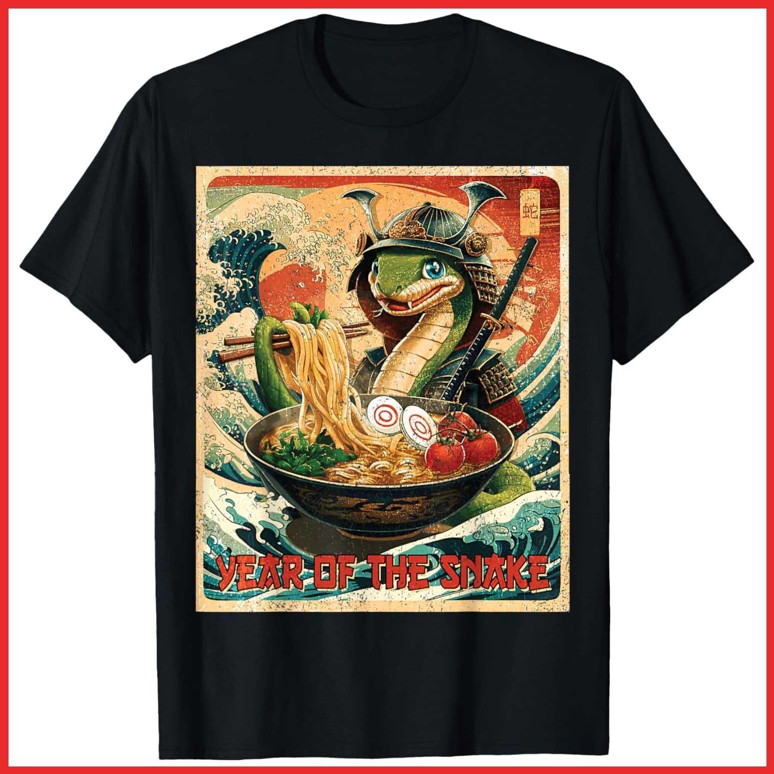 Year Of The Snake 2025 Chinese Lunar New Year Black Cotton T-Shirt S-5XL S