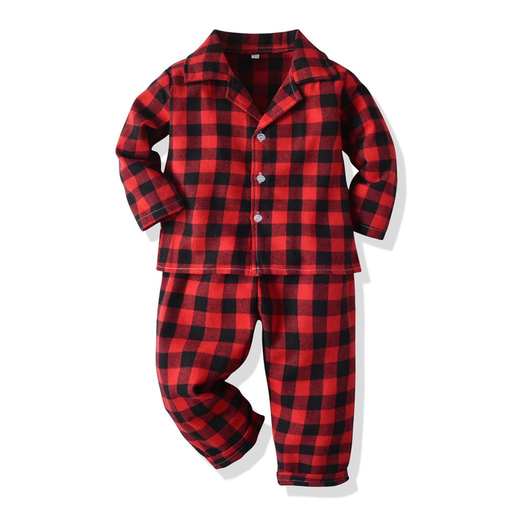 Kleinkind Kinder Baby Jungen Mädchen Plaids Print Pyjamas Wintermäntel Hosen Outfits Set
