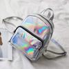 APOSITV Women's Metallic Backpack, Small, Silver and Pink, Sparkly, Lightweight, Hologram (Silver Metallic)