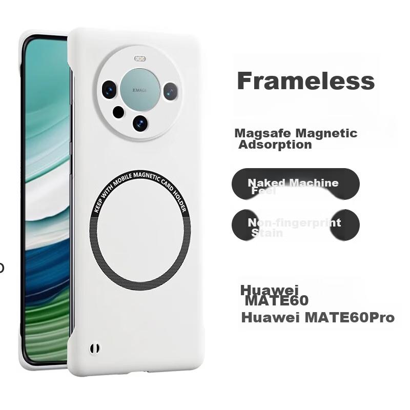 POZZO Ultra-Thin Matte Case for Huawei Mate60pro And Mate60pro+, Borderless Magnetic Heat Dissipation Phone Cover, Internet Celebrity Pearl White