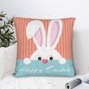 Happy Easter Square Pillow Cases Rabbit Bunny Cushion Cover Fashion Zippered Decorative Pillowcase For Home 18"