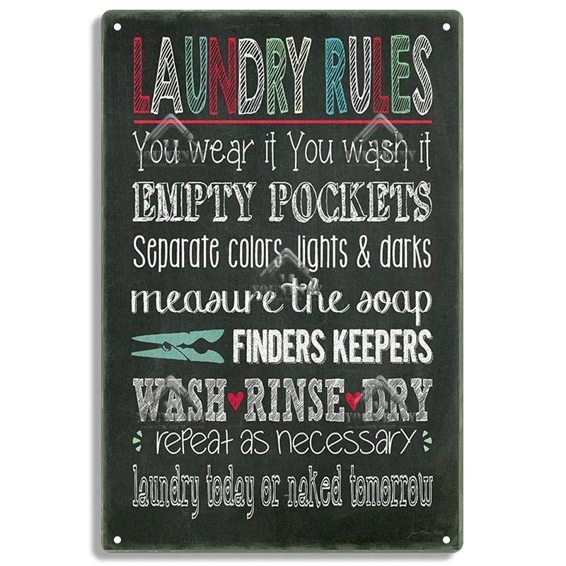 Laundry Sign Vintage Tin Sign, Metal Plaque, Retro Metal Sign, Wall Decor for Laundry Room