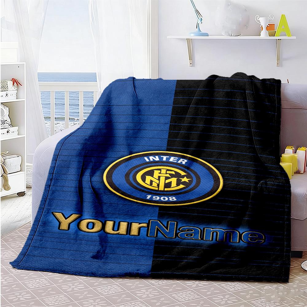Inter Milan Personalized Name Blanket Throw Personalized Blanket Comfortable for Bed Livingroom Office Sofa Ideal for All Seasons