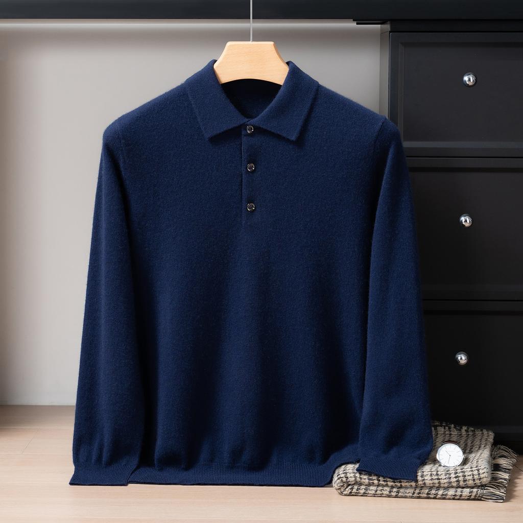 New Albas Small Cashmere POLO Shirt Pure Cashmere Lapel Sweater Knitted Sweater