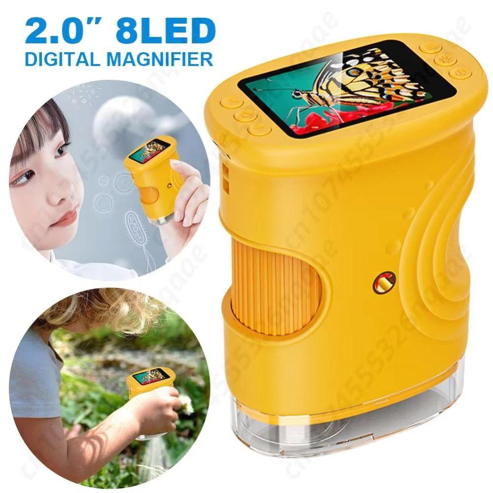 Portable Handheld Digital Microscope HD Mini Microscope Handheld Magnifying Glass for Children
