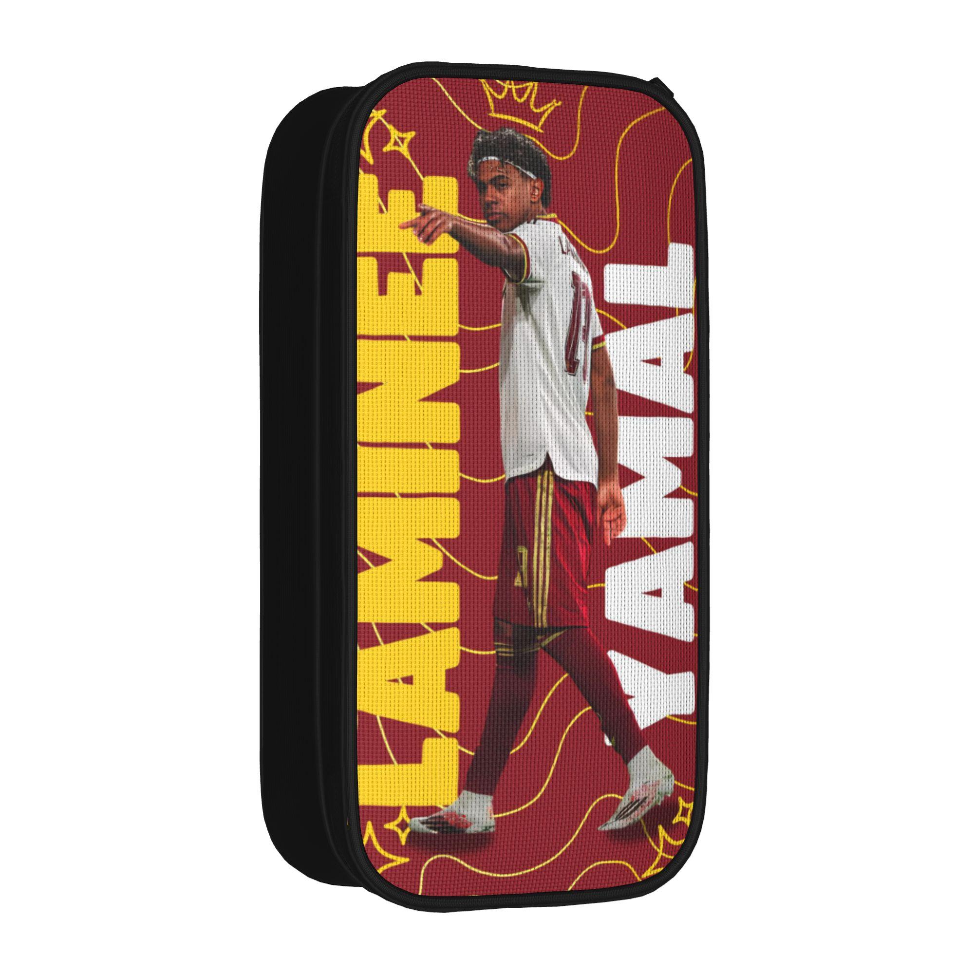 Fußball L-Lamine Yamal Spanien Federmäppchen Klassisch Stiftehalter Taschen Schüler Große Aufbewahrung Schüler Schulgeschenk Federmäppchen 21x10.5x5cm black