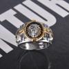 Viking Warrior Two Tone Ring Hip Hop Style with Indian Spirit Totem Black Resin Ring