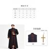 Gothic Priest Costume With Long Sleeve Jacket And Printed Details For Events