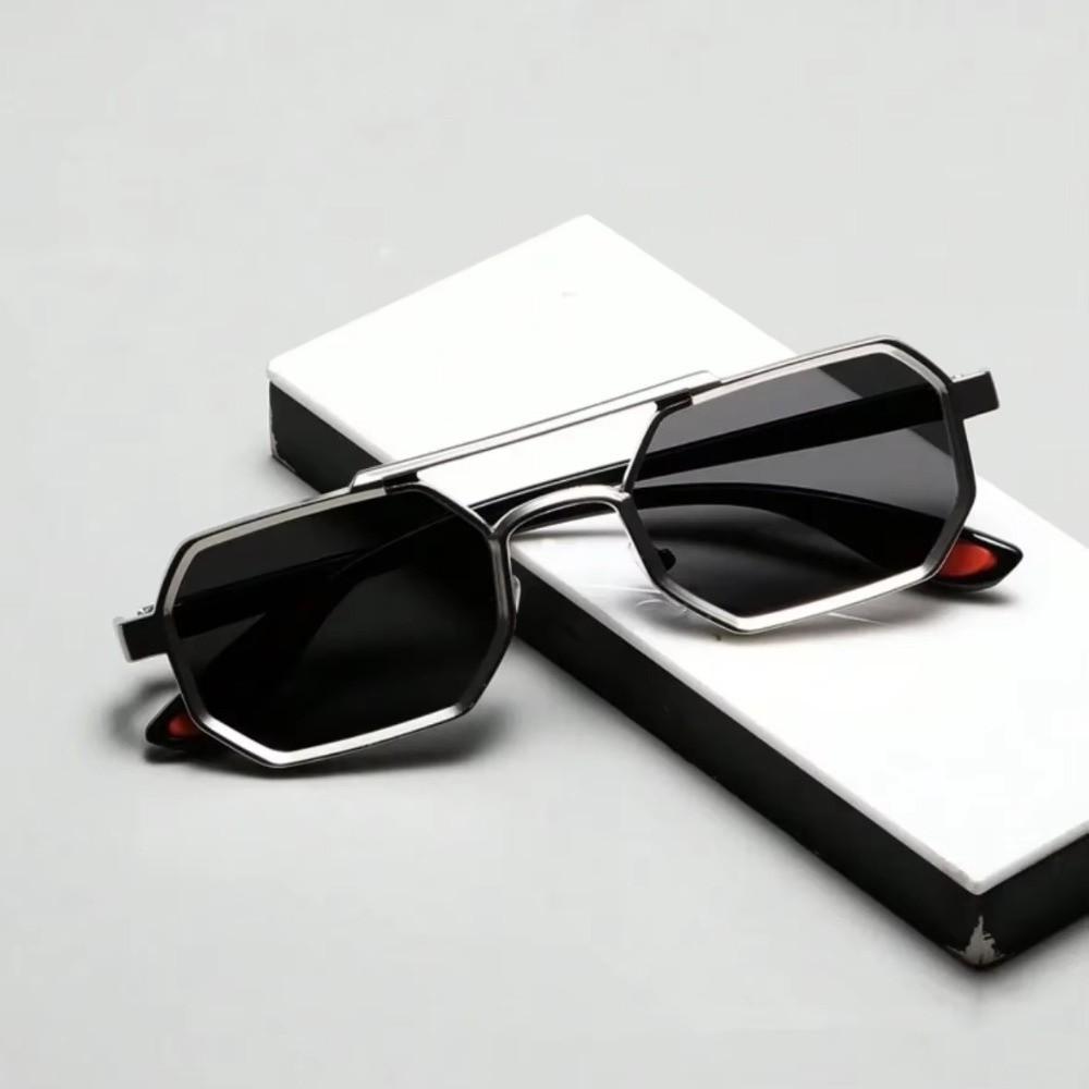 Gradient Unisex Polarized Sunglasses Indian Style Anti-UV Glasses Double-bar Square Sunnies  Party