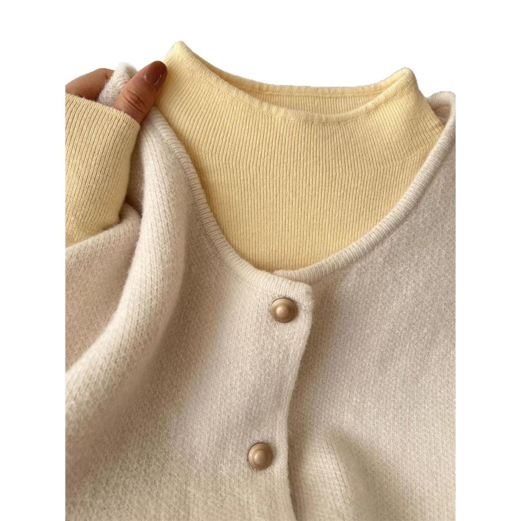 Chic Cream Yellow Slim-Fit Women's Base Layer Sweater for Autumn/Winter