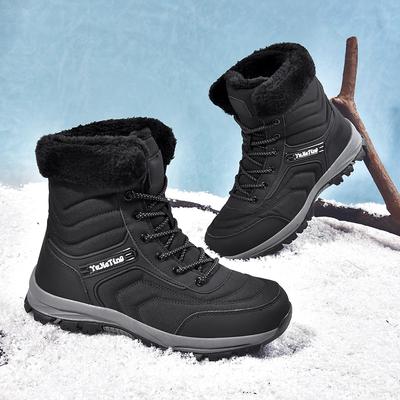 Snow Boots Men's Winter Warm Boots Men's and Women's Velvet Cotton Shoes Warm and Non-slip Medium Tube High-top Shoes Large Size