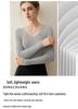 Women's Seamless V-Neck Ribbed Cashmere Sweater - Slim Fit Base Layer for Autumn/Winter