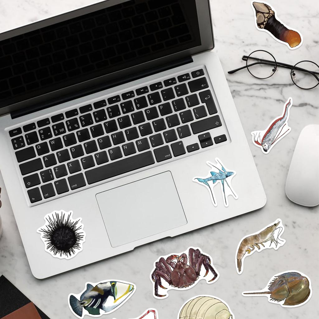 50 ks samolepek s tématem hlubokého moře, malované graffiti dekorativní samolepky na hrnky, zápisníky, telefony a zavazadla