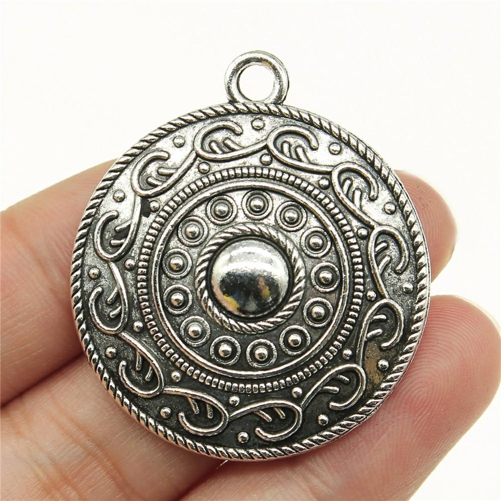 2pcs Big Size Round Hollow Flower Charms Pendant For Jewelry Making Necklace Earring Making