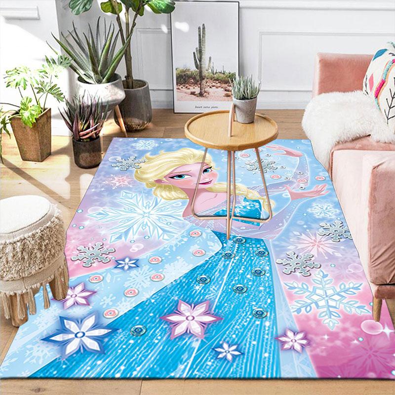 Frozen-themed floor protection rug, Elsa princess cartoon rug, suitable for room décor and as a gift.