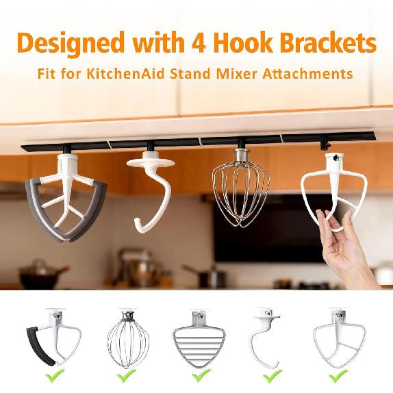 4 Pcs Stand Mixer Attachment Holders Compatible with Kitchen Aid Mixer Accessories, Mixer Beater Scraper Hanging Holders Storage Organizer, Securely