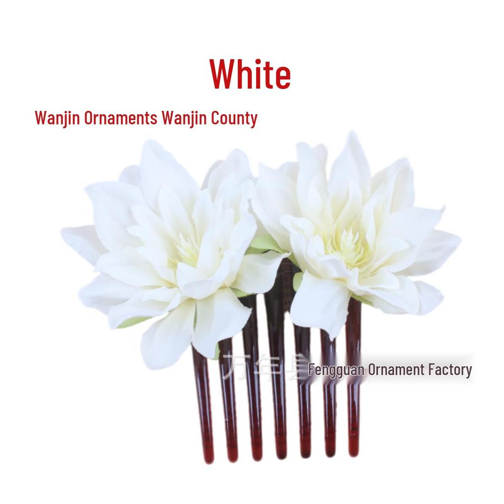 Retro Bridal Flower Hair Comb - Wedding Headdress, Updo Hairpin, Hanfu Accessories, Multiple Colors Available