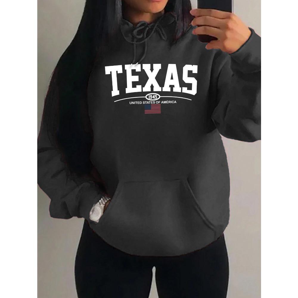 Texas Usa City Art Letter 1945 Print Women Hoody Harajuku Loose Hoodies Casual Street Y2K Sportswear Clothes